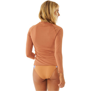 2023 Rip Curl Womens Sunrise Stripe UPF Long Sleeve Rash Guard 152WRV - Brown